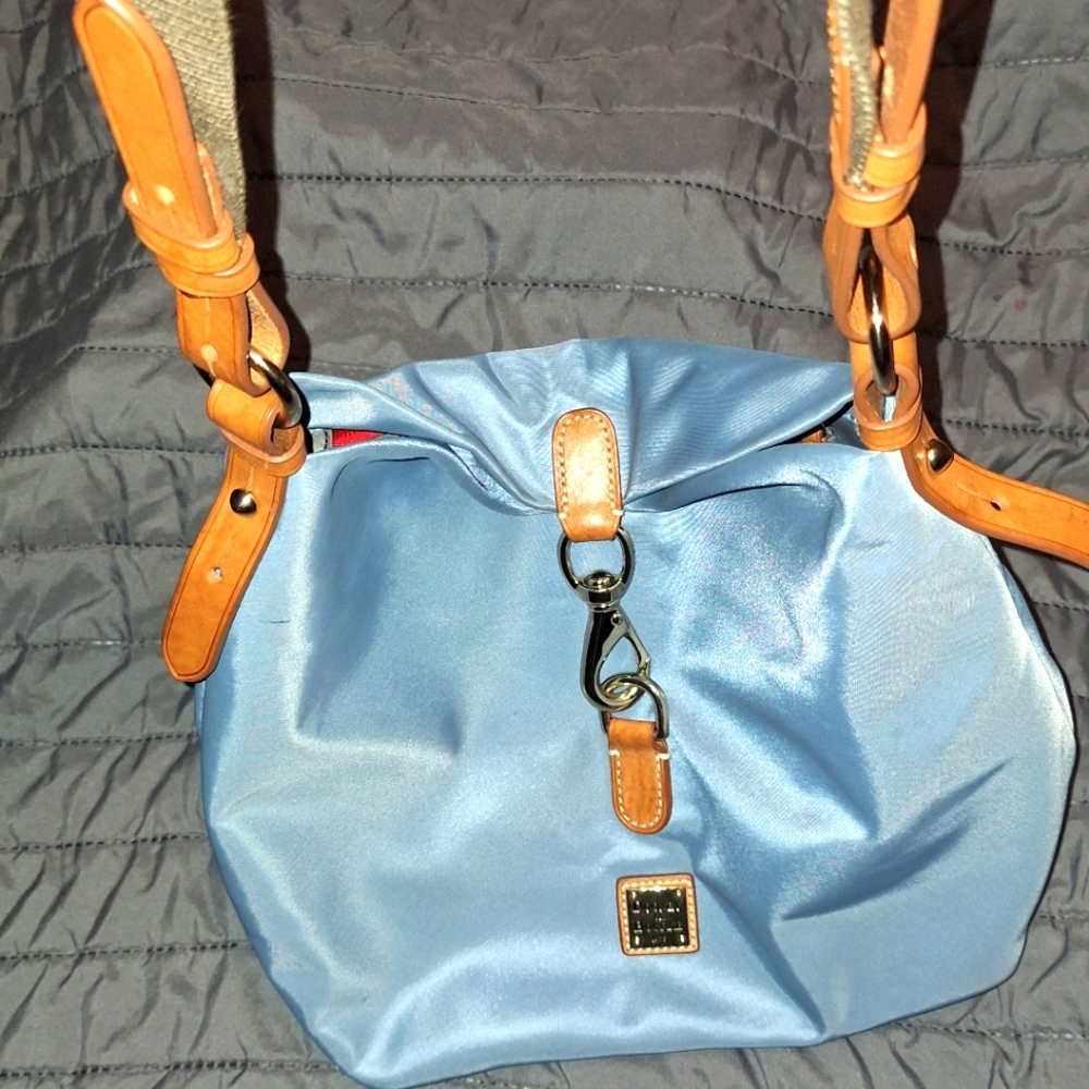 Dooney & Bourke Blue Crossbody Bag with Tan Straps